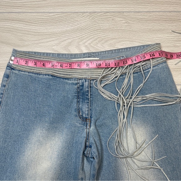 Joe Boxer Y2K 2000’s Flare Suede Leather Patchwork Light Wash Jeans Size 13 - Picture 9 of 15